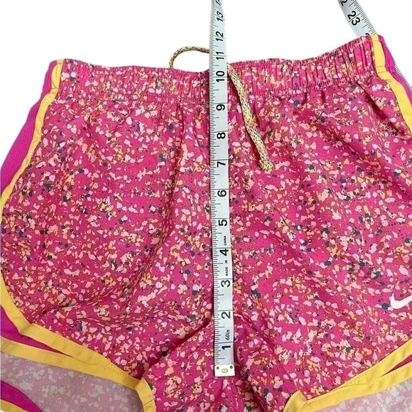 Nike Dri Fit Tempo Athletic Running Shorts Pink Floral Yellow Trim Womens Size S - Picture 8 of 9
